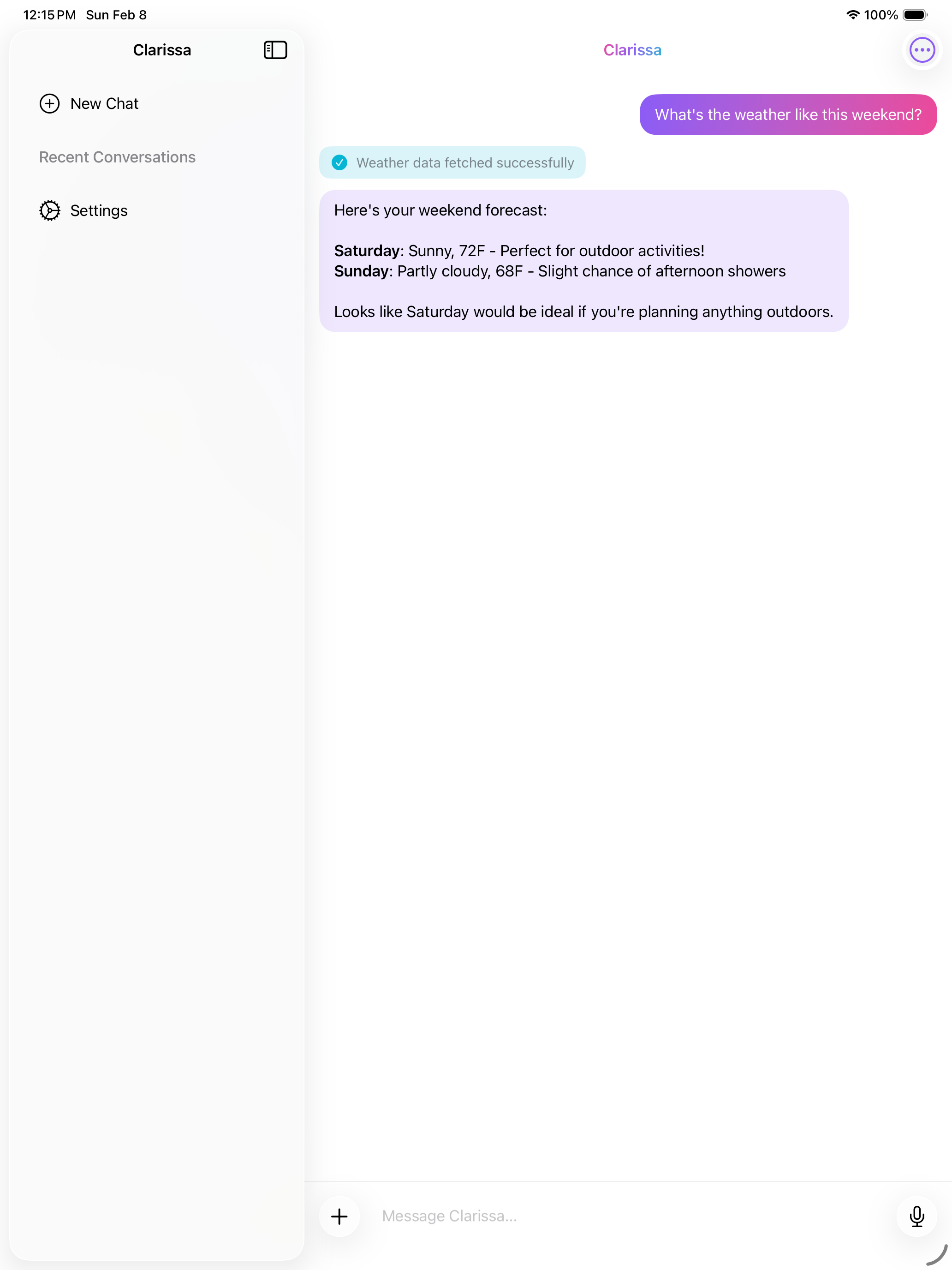 Weather conversation on iPad