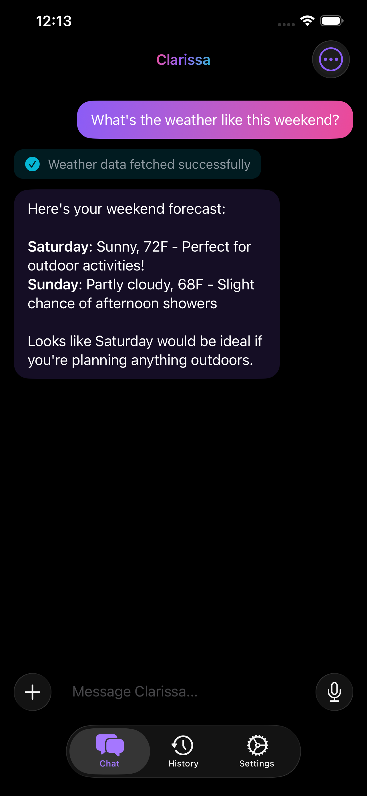 Weather tool on iPhone