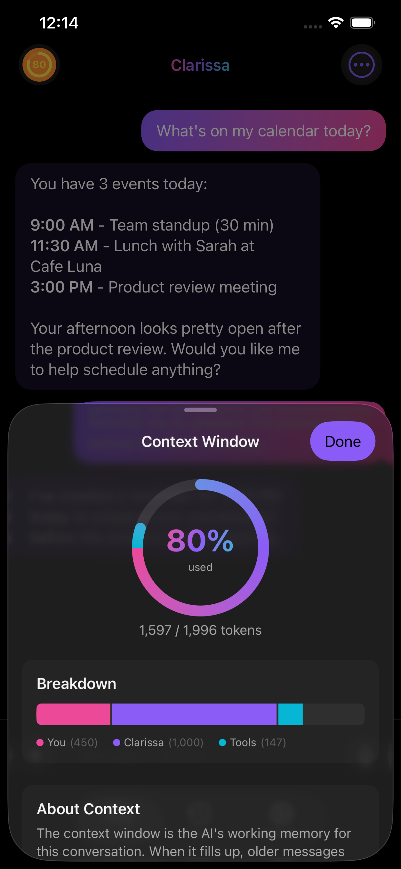 Context visualizer on iPhone