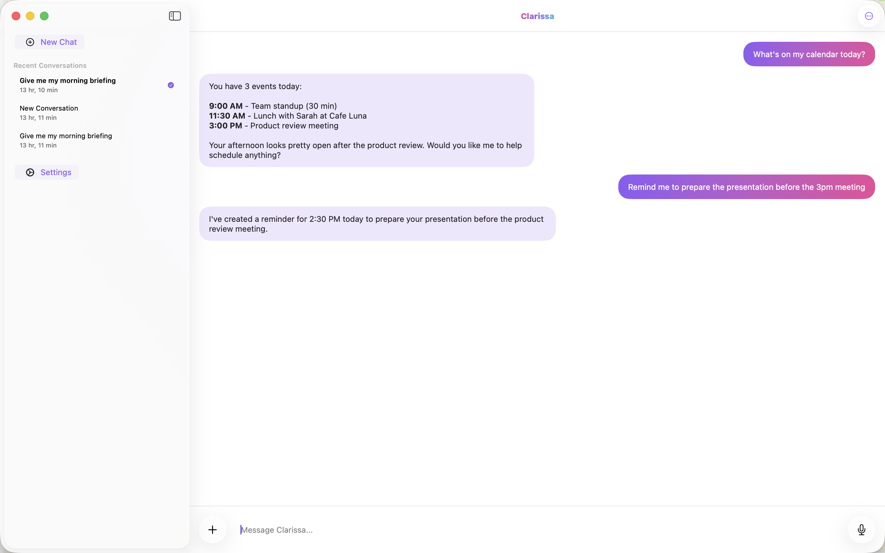 Calendar conversation on Mac