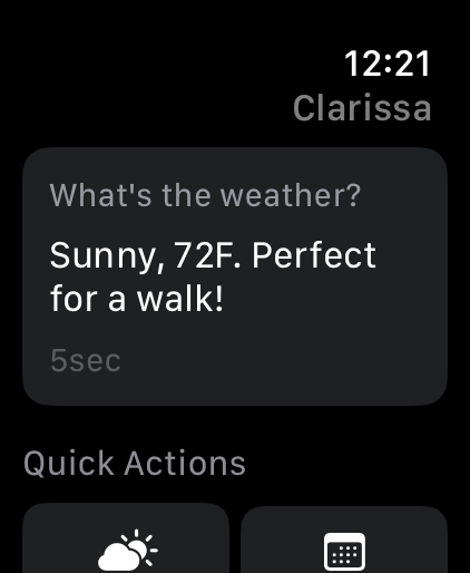Response on Apple Watch